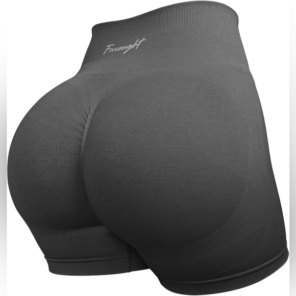 Fresought Pants - FRESOUGHT Workout Gym Butt Scrunch Tummy Control High Waisted Shorts Dark Grey